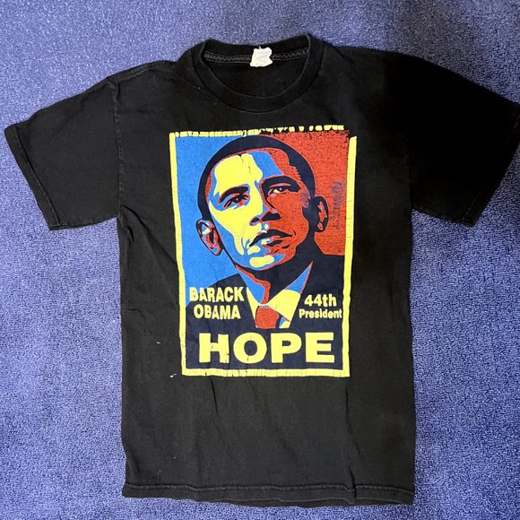 Vintage Barack Obama Big Face T Shirt Change Hope Black Graphic Mens SMALL - Picture 1 of 3